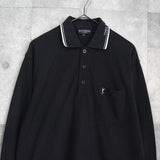 イヴ サンローラン ヴィンテージ YSLロゴ 長袖ポロシャツ ブラック - NEWSED