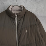 イヴ サンローラン YSLロゴ リバーシブル ダウンジャケット ボンバージャケット 中綿ジャケット モカブラウン/ホワイトベージュ - NEWSED