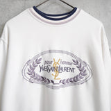 イヴサンローラン ヴィンテージ YSLロゴ エンブレム 刺繍 スウェット ホワイト - NEWSED