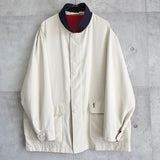 イブ サンローラン ヴィンテージ YSLロゴ リバーシブル ミドルコート カバーオール ジャンパー レッド/アイボリー - NEWSED