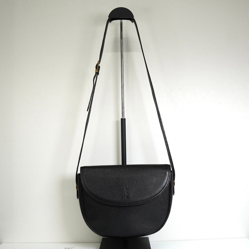 イヴサンローラン YSLロゴ レザー ショルダーバッグ ブラック - NEWSED