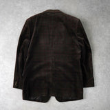 イヴサンローラン ヴィンテージ YSLロゴ ボタン チェック柄 ベロア テーラードジャケット ブラウン - NEWSED