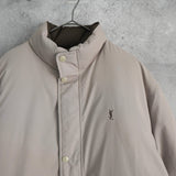 イヴ サンローラン YSLロゴ リバーシブル ダウンジャケット ボンバージャケット 中綿ジャケット モカブラウン/ホワイトベージュ - NEWSED