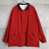 イブ サンローラン ヴィンテージ YSLロゴ リバーシブル ミドルコート カバーオール ジャンパー レッド/アイボリー - NEWSED