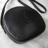 イヴサンローラン ヴィンテージ YSLロゴ レザー ラウンド ショルダーバッグ ブラック - NEWSED