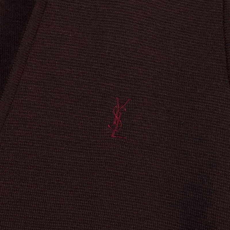 イヴ サンローラン ヴィンテージ YSLロゴ ニットベスト ボルドー - NEWSED