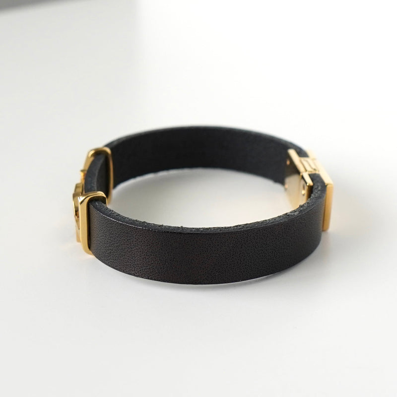 レザーバングル　イブサンローラン イヴサンローラン YSL ロゴ レザー バングル ブラック | ブランド古着