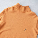 イヴ サンローラン ヴィンテージ タートルネック ニット YSLロゴ オレンジ - NEWSED