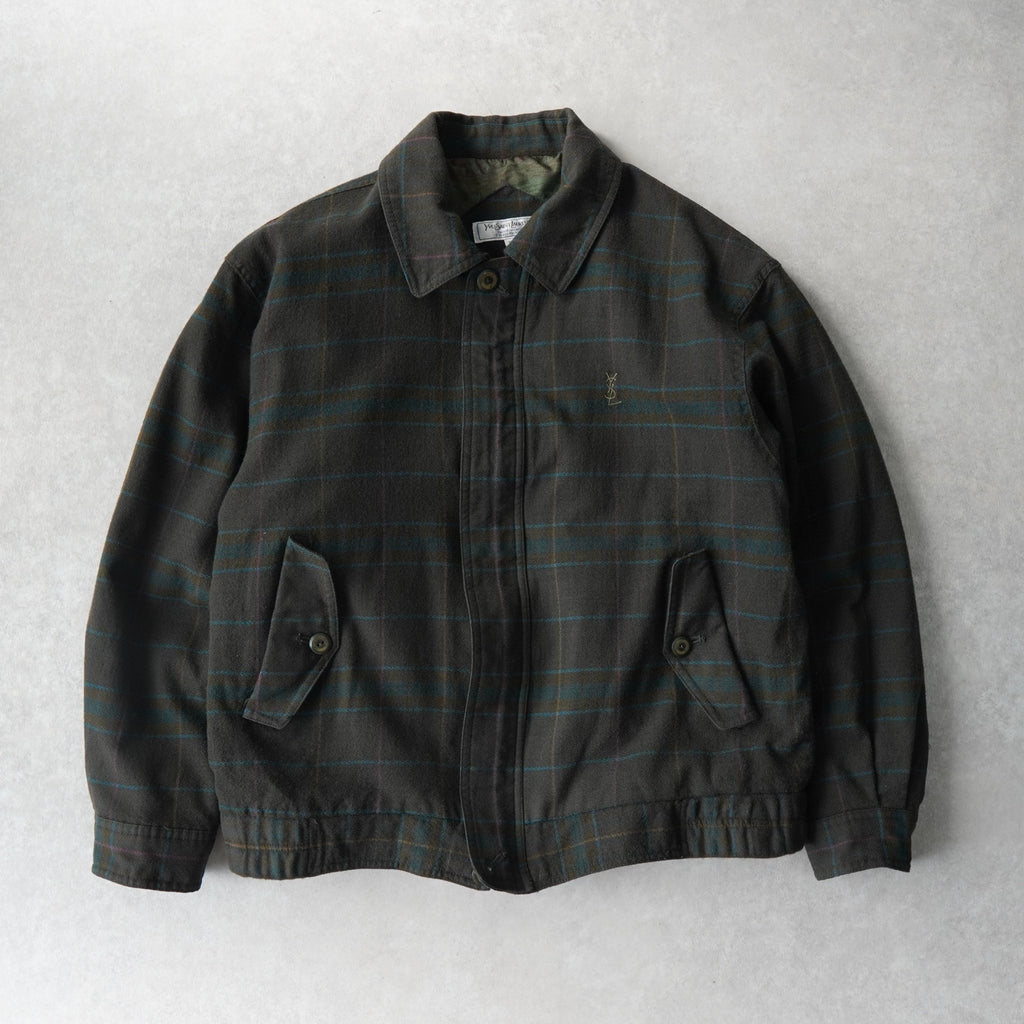 イヴ サンローラン ヴィンテージ YSLロゴ ウール ブルゾン カーキ