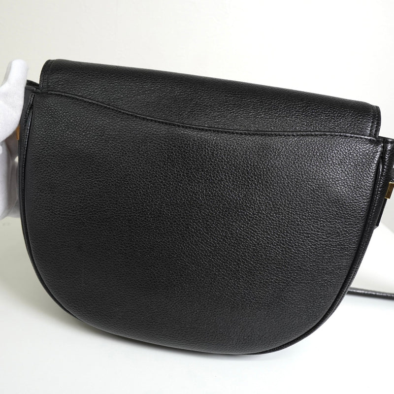 イヴサンローラン YSLロゴ レザー ショルダーバッグ ブラック - NEWSED