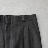 イヴ サンローラン ヴィンテージ YSLロゴ チェック柄 ツータック スラックス グレー メンズ - NEWSED