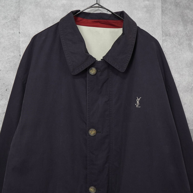 イヴ サンローラン ヴィンテージ リバーシブル YSLロゴ ブルゾン ジャケット ネイビー / アイボリー - NEWSED