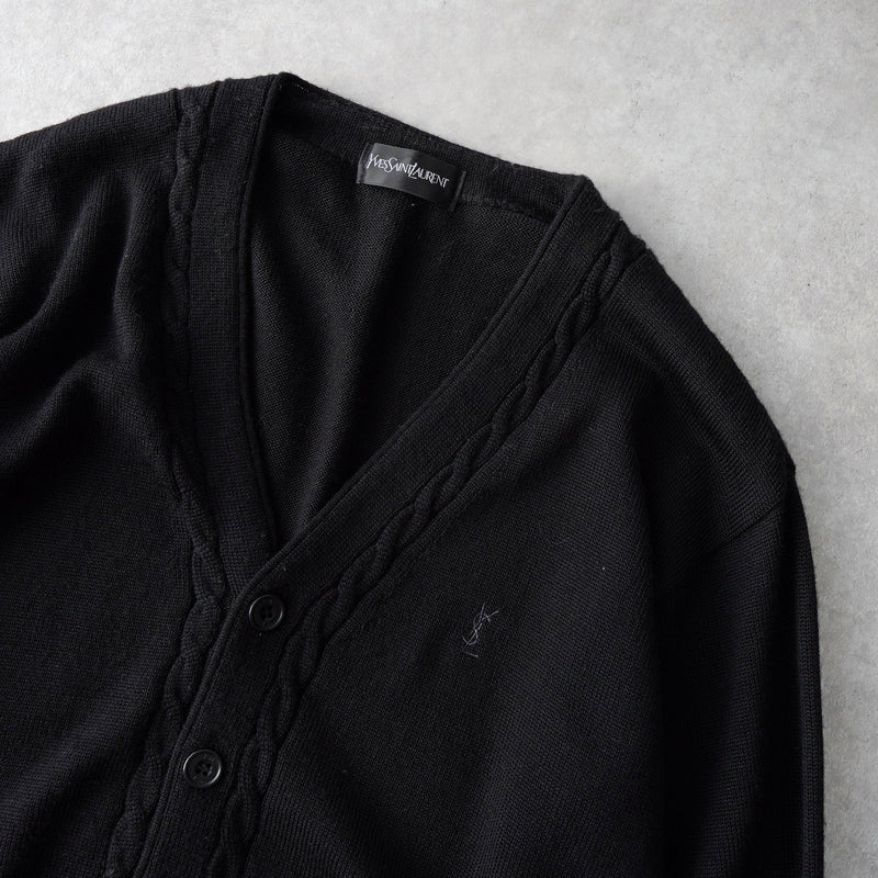 Yves Saint Laurent Vintage YSL Logo Cardigan in Black | ブランド