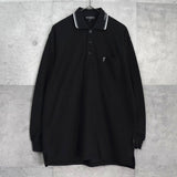 イヴ サンローラン ヴィンテージ YSLロゴ 長袖ポロシャツ ブラック - NEWSED