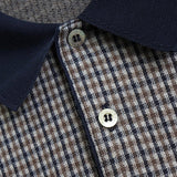 イヴサンローラン YSLロゴ チェック柄 長袖ポロシャツ ブラウン - NEWSED