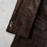 イヴサンローラン ヴィンテージ YSLロゴ ボタン チェック柄 ベロア テーラードジャケット ブラウン - NEWSED