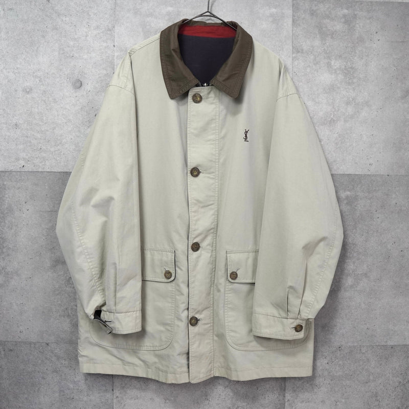 イヴ サンローラン ヴィンテージ リバーシブル YSLロゴ ブルゾン ジャケット ネイビー / アイボリー - NEWSED