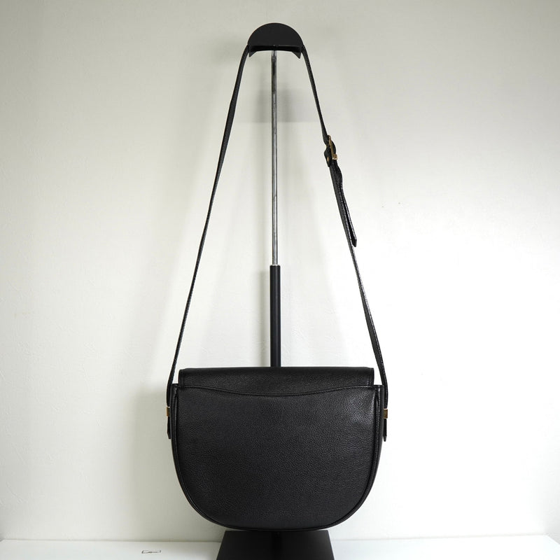 イヴサンローラン YSLロゴ レザー ショルダーバッグ ブラック - NEWSED