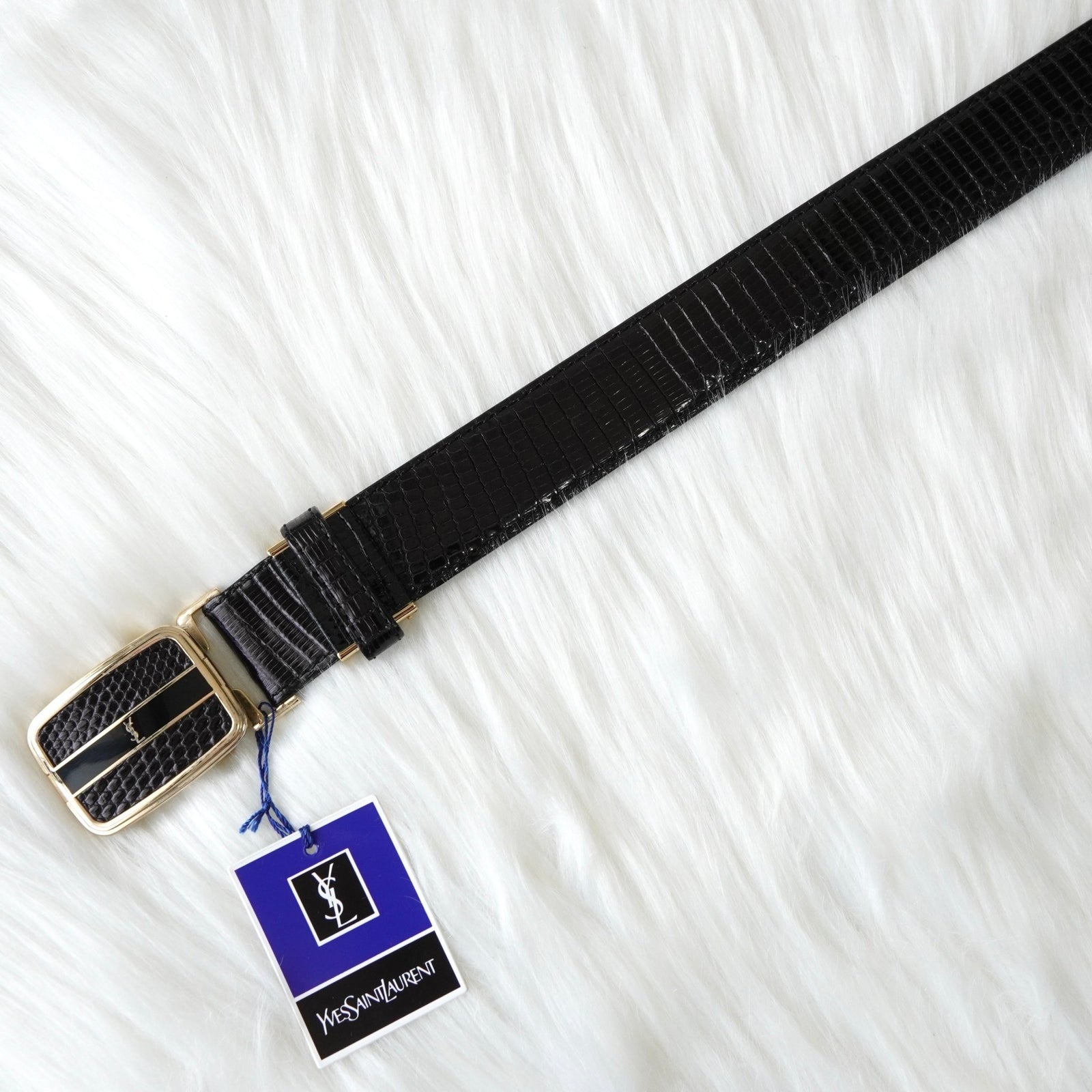 新品未使用　サンローラン　エナメルベルト SAINT LAURENT サンローラン メンズ ベルト エナメル ブラック