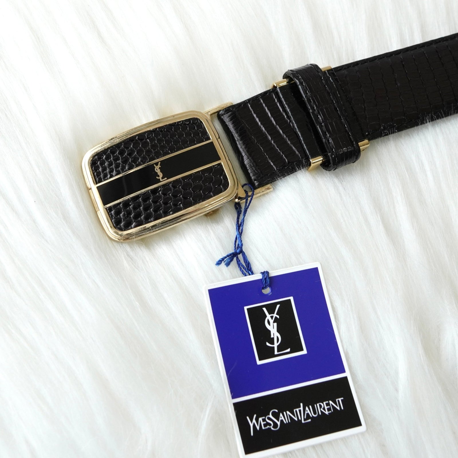 イヴサンローラン ヴィンテージ YSLロゴ エナメル / レザー ベルト