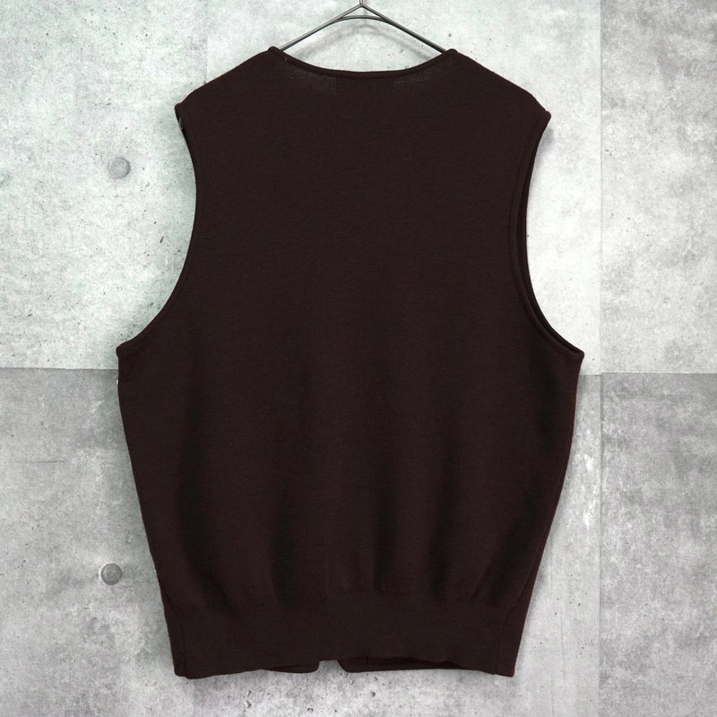 イヴ サンローラン ヴィンテージ YSLロゴ ニットベスト ボルドー - NEWSED