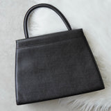 イヴサンローラン ヴィンテージ エンボス YSLロゴ レザー ハンドバッグ 自立型 ブラック - NEWSED