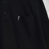 イヴ サンローラン ヴィンテージ YSLロゴ 長袖ポロシャツ ブラック - NEWSED