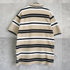 Vintage YSL logo striped short-sleeved polo shirt in beige