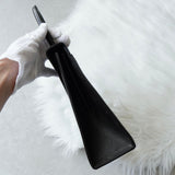 イヴサンローラン ヴィンテージ エンボス YSLロゴ レザー ハンドバッグ 自立型 ブラック - NEWSED