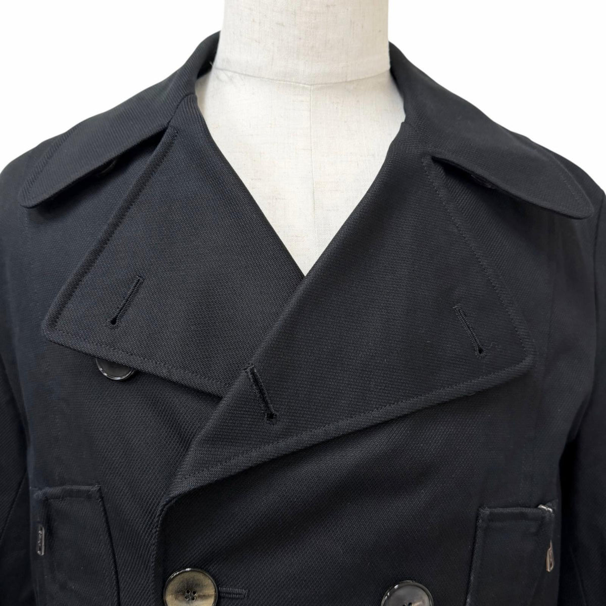 イヴ・サンローラン リヴゴーシュ ビッグYSL ダブルブレスト ピーコート ブラック 48 メンズ - NEWSED