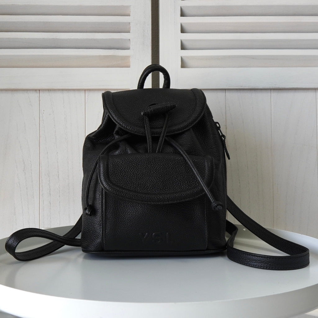 超希少✨イヴサンローラン レザー リュック リピート YSL 肩掛け ブラック イヴサンローラン リュックサック Saint Laurent イヴサン