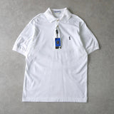 イヴサンローラン ロゴ ヴィンテージ YSLロゴ 半袖ポロシャツ ホワイト デッドストック - NEWSED