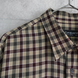 イブ サンローラン ヴィンテージ YSLロゴ チェック柄 長袖シャツ ブラウン/カーキ - NEWSED