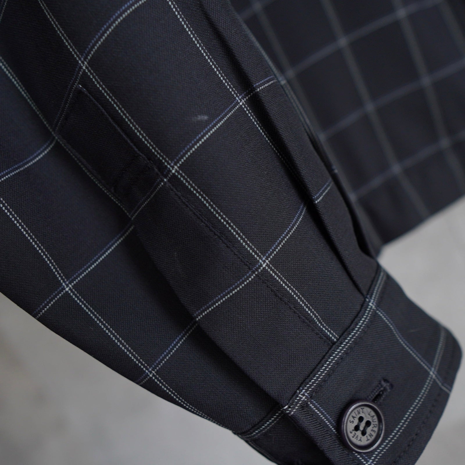 イブ サンローラン ヴィンテージ YSLロゴ ブルゾン チェック柄 薄手