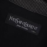イヴ サンローラン YSLロゴ 刺繍 チェック柄 ウールブルゾン ブラック - NEWSED