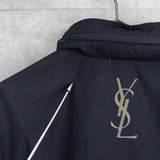 イヴ サンローラン ヴィンテージ YSLロゴ ナイロンジャケット ブルゾン ネイビー - NEWSED