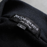 イヴ サンローラン ヴィンテージ YSLロゴ 長袖ポロシャツ ブラック - NEWSED