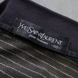 イヴサンローラン ヴィンテージ YSLロゴ 総柄 長袖ポロシャツ ブラウン - NEWSED