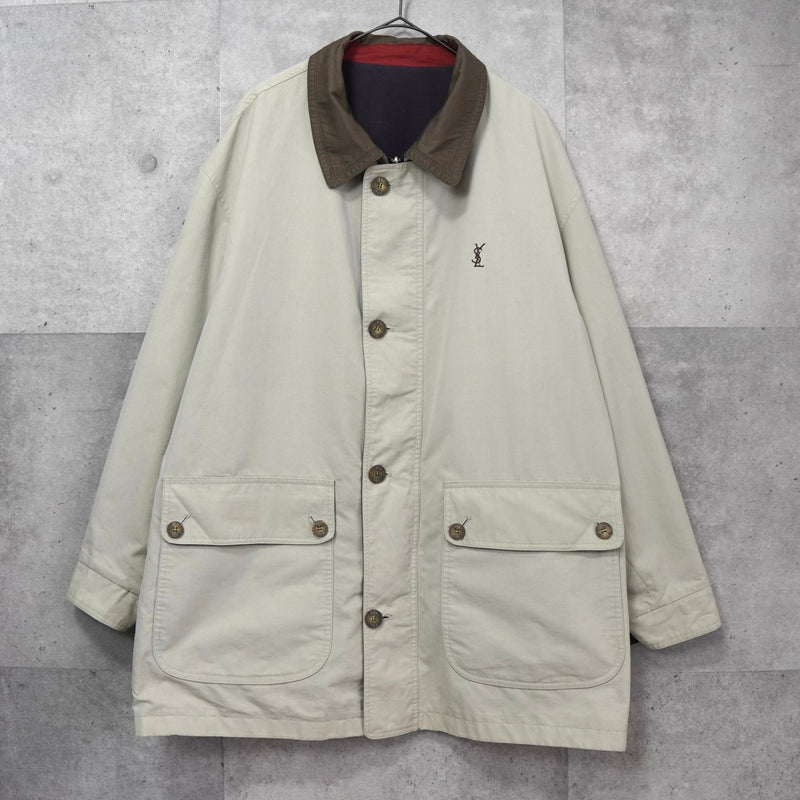 イヴ サンローラン ヴィンテージ リバーシブル YSLロゴ ブルゾン ジャケット ネイビー / アイボリー - NEWSED