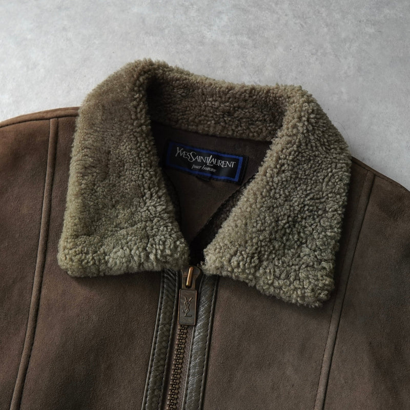 イヴサンローラン ヴィンテージ YSLロゴ ボタン ムートン ジャケット