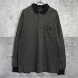 イヴサンローラン ヴィンテージ YSLロゴ 総柄 長袖ポロシャツ ブラウン - NEWSED