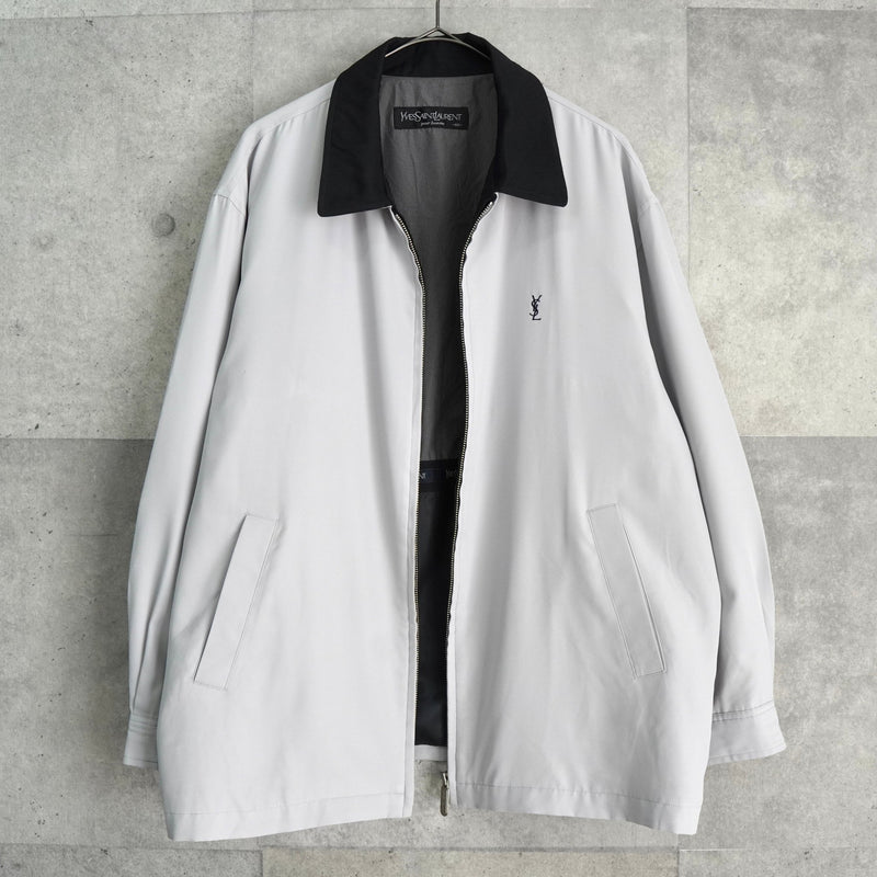 イヴ・サンローラン YSL ブルゾンジャケット イヴ サンローラン ヴィンテージ YSLロゴ ブルゾン ジャケット グレー