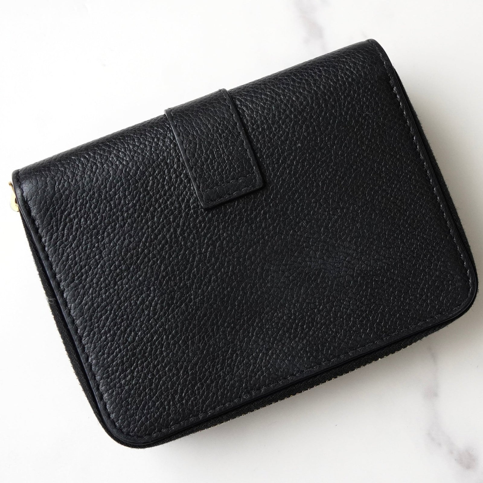 イヴサンローラン YSLロゴ レザー 二つ折り財布 ブラック 箱付き