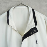 イヴ サンローラン ヴィンテージ YSLロゴ ブルゾン ジャケット ホワイト / ネイビー - NEWSED