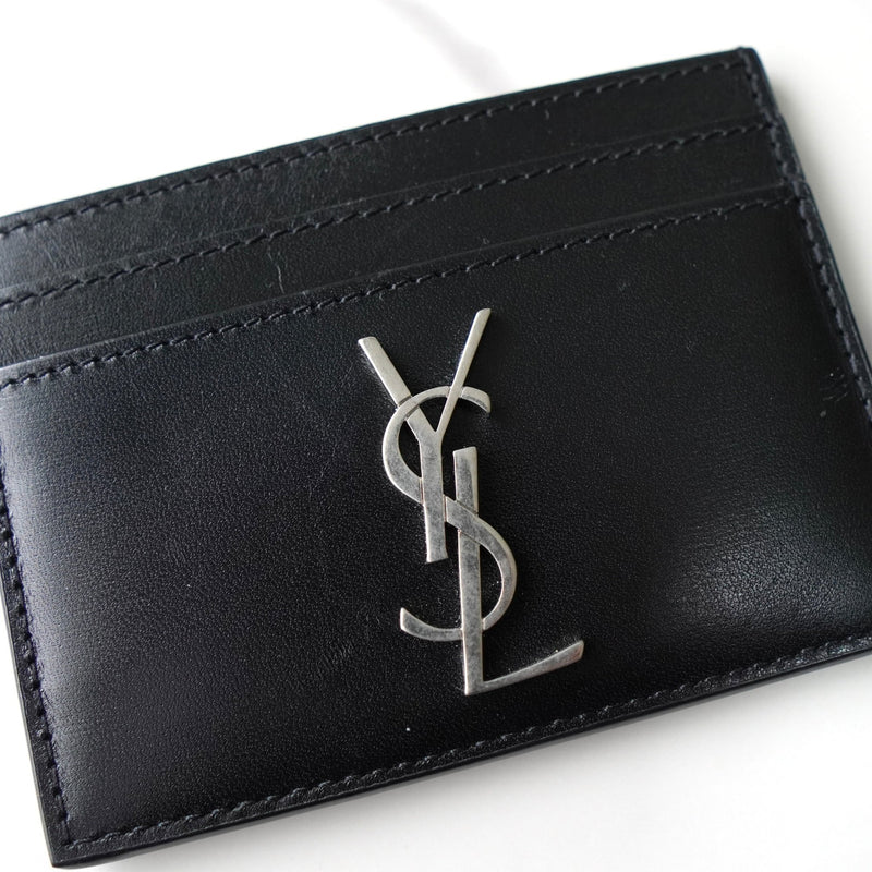 イヴサンローラン YSLロゴ レザー カードケース パスケース ブラック - NEWSED