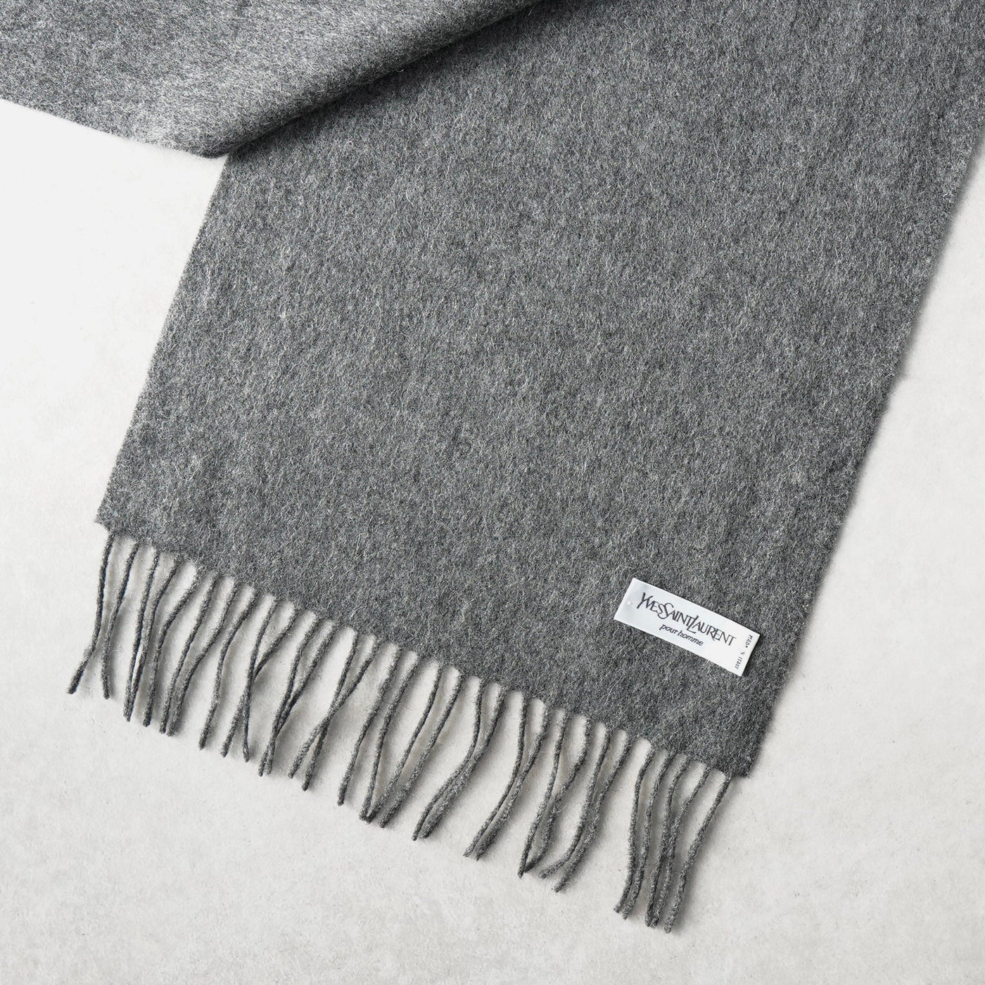 イヴ サンローラン ウール マフラー YSLロゴ グレー | ブランド古着を