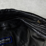 イヴ サンローラン ヴィンテージ YSLロゴ フェイクレザー ブルゾン ブラック メンズ - NEWSED