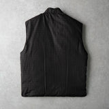 イヴ サンローラン ヴィンテージ リバーシブル YSLロゴ 刺繍 チェック柄 中綿ベスト ブラック / グレー - NEWSED