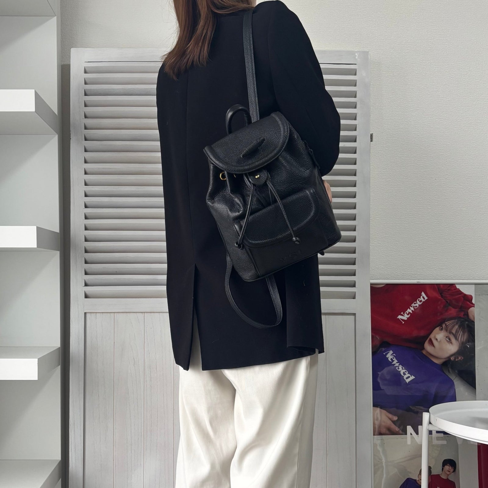 イヴ サンローラン YSLロゴ レザー ミニ リュックサック ブラック 