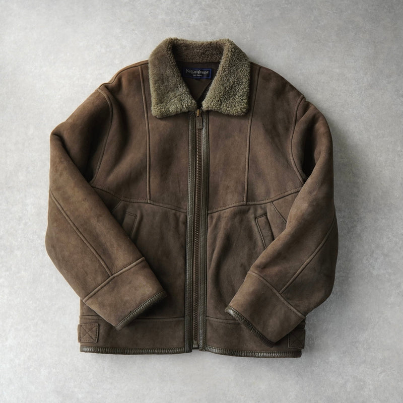 イヴサンローラン ヴィンテージ YSLロゴ ボタン ムートン ジャケット